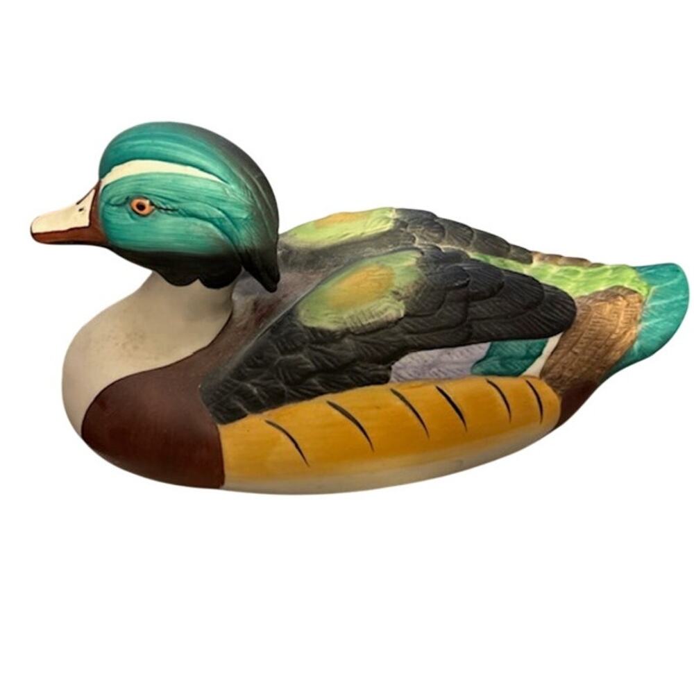 Vintage‎ 1983 -Breasted Merganser Drake Duck Ceramic Figurine-Hand Painted
